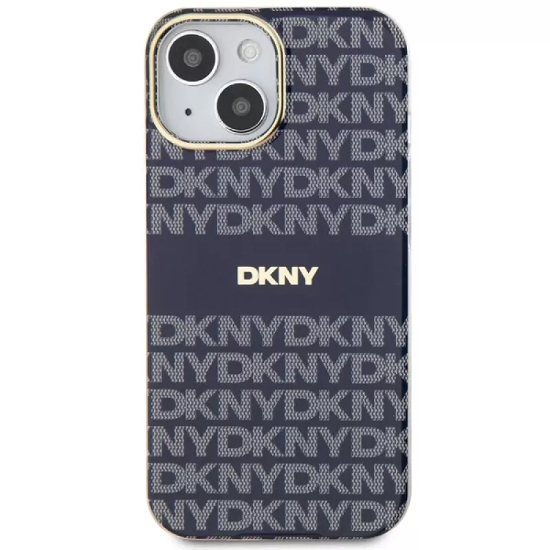 DKNY DKHMP15SHRHSEB Kietasis Dėklas iPhone 15/14/13 6,1 inch Mėlynas Mono & Stripe IML MagSafe