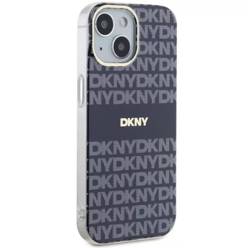 DKNY DKHMP15SHRHSEB Kietasis Dėklas iPhone 15/14/13 6,1 inch Mėlynas Mono & Stripe IML MagSafe