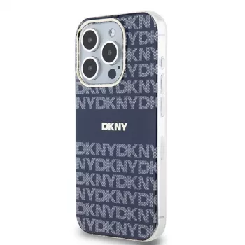 DKNY DKHMP15XHRHSEB Kietas Dėklas Apple iPhone 15 Pro Max 6,7 inch Mėlynas IML Mono & Stripe MagSafe