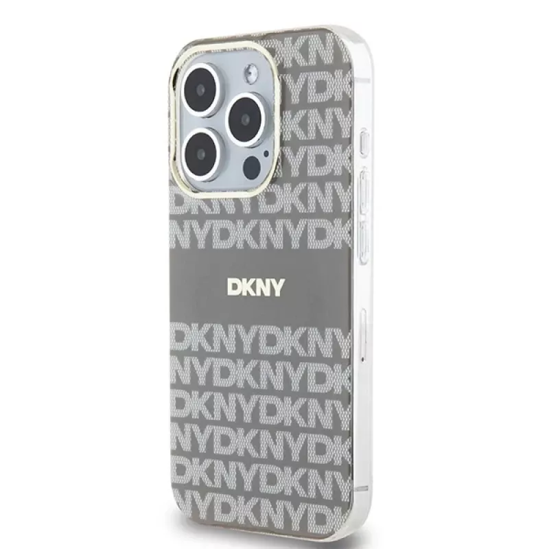 DKNY DKHMP15LHRHSEE Hardcase for Apple iPhone 15 Pro 6,1 inch Beige IML Mono & Stripe MagSafe