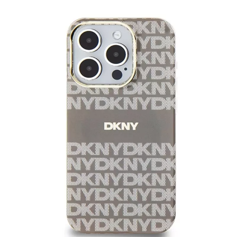 DKNY DKHMP15LHRHSEE Hardcase for Apple iPhone 15 Pro 6,1 inch Beige IML Mono & Stripe MagSafe