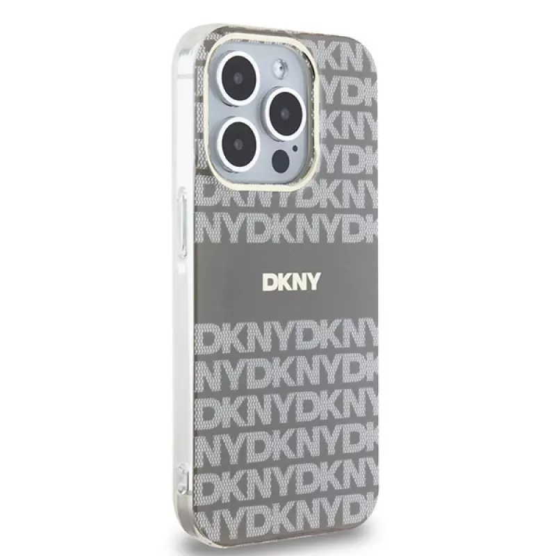 DKNY DKHMP15LHRHSEE Hardcase for Apple iPhone 15 Pro 6,1 inch Beige IML Mono & Stripe MagSafe
