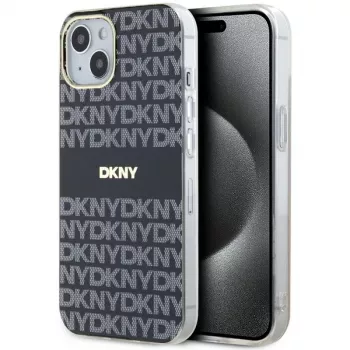 DKNY DKHMP15MHRHSEK Kietas Dėklas iPhone 15 Plus / 14 Plus 6,7 inch Juodas IML Mono & Stripe MagSafe