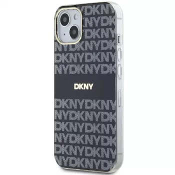 DKNY DKHMP15MHRHSEK Kietas Dėklas iPhone 15 Plus / 14 Plus 6,7 inch Juodas IML Mono & Stripe MagSafe