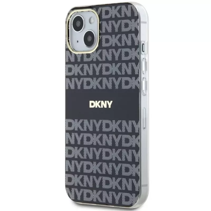 DKNY DKHMP15MHRHSEK Kietas Dėklas iPhone 15 Plus / 14 Plus 6,7 inch Juodas IML Mono & Stripe MagSafe