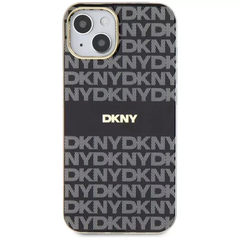 DKNY DKHMP15MHRHSEK Kietas Dėklas iPhone 15 Plus / 14 Plus 6,7 inch Juodas IML Mono & Stripe MagSafe