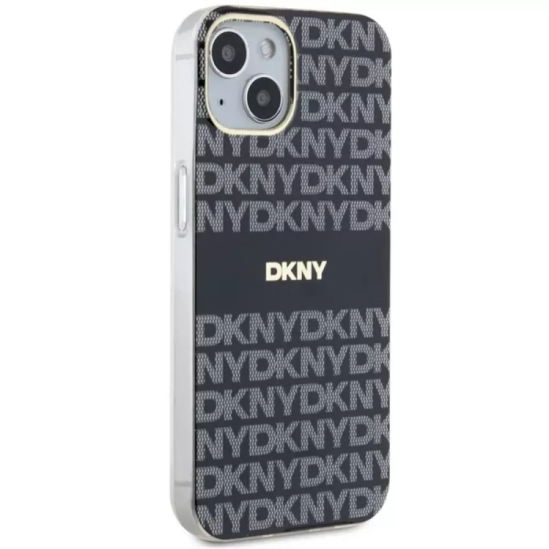 DKNY DKHMP15MHRHSEK Kietas Dėklas iPhone 15 Plus / 14 Plus 6,7 inch Juodas IML Mono & Stripe MagSafe