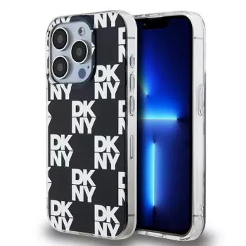 DKNY DKHCP15LHDLCEK kietas dėklas Apple iPhone 15 Pro 6.1, juodas, IML Checkered Mono Pattern