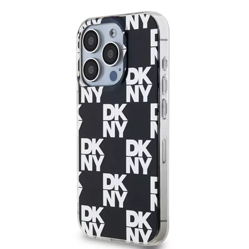 DKNY DKHCP15LHDLCEK kietas dėklas Apple iPhone 15 Pro 6.1, juodas, IML Checkered Mono Pattern