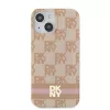 DKNY DKHMP15SHCPTSP Hardcase for iPhone 15 / 14 / 13 6,1 inch Pink Checkered Mono Pattern & Printed Stripes MagSafe