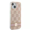 DKNY DKHMP15SHCPTSP Hardcase for iPhone 15 / 14 / 13 6,1 inch Pink Checkered Mono Pattern & Printed Stripes MagSafe