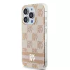 DKNY DKHMP15LHCPTSP Dėklas iPhone 15 Pro 6,1 inch Rožinis Šachmatų Monochrominis Raštas ir Dryžiai MagSafe