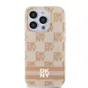 DKNY DKHMP15LHCPTSP Dėklas iPhone 15 Pro 6,1 inch Rožinis Šachmatų Monochrominis Raštas ir Dryžiai MagSafe