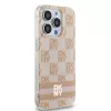 DKNY DKHMP15LHCPTSP Dėklas iPhone 15 Pro 6,1 inch Rožinis Šachmatų Monochrominis Raštas ir Dryžiai MagSafe