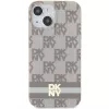 DKNY DKHMP15SHCPTSE Kietas Dėklas, Skirtas Apple iPhone 15 / 14 / 13 6,1 inch Smėlio Spalvos Šachmatų Rašto ir Dryžių, MagSafe