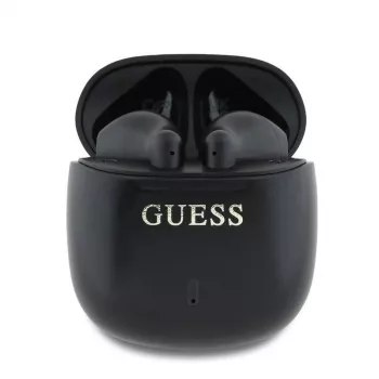 „Guess“ GUTWSJ14ESGKTWS belaidės ausinės True Wireless Bluetooth 5.3 su įkrovimo dėklu, juodos, klasikinis logotipo raštas