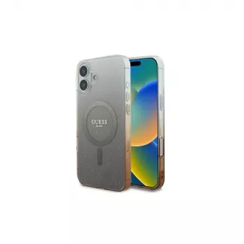Guess IML Glitter Gradient MagSafe Dėklas, skirtas iPhone 16 (Ruda)