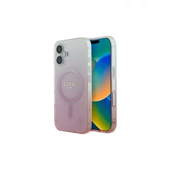 Guess IML Glitter Gradient MagSafe Dėklas, skirtas iPhone 16 (Rožinis)