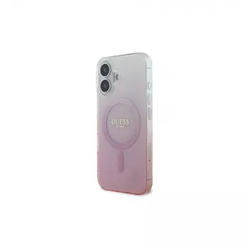 Guess IML Glitter Gradient MagSafe Dėklas, skirtas iPhone 16 (Rožinis)