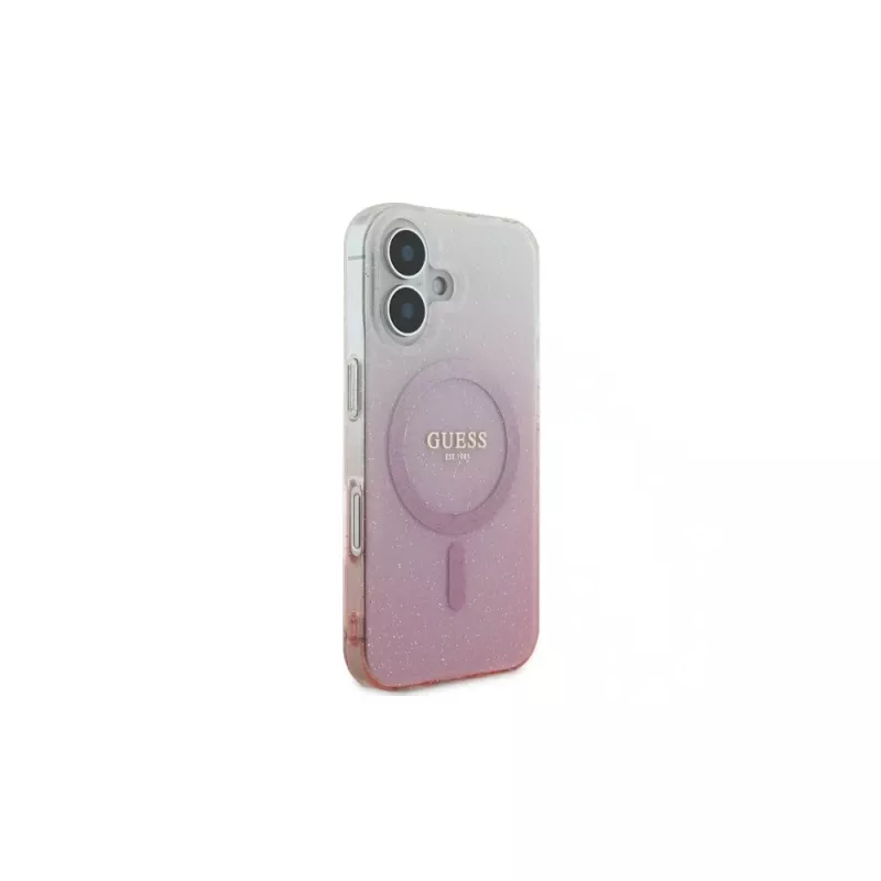 Guess IML Glitter Gradient MagSafe Dėklas, skirtas iPhone 16 (Rožinis)