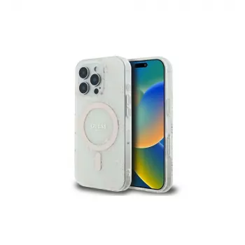 Guess GUHMP16LH4DTEH iPhone 16 Pro 6,3 inch White Hardcase IML 4G Background MagSafe