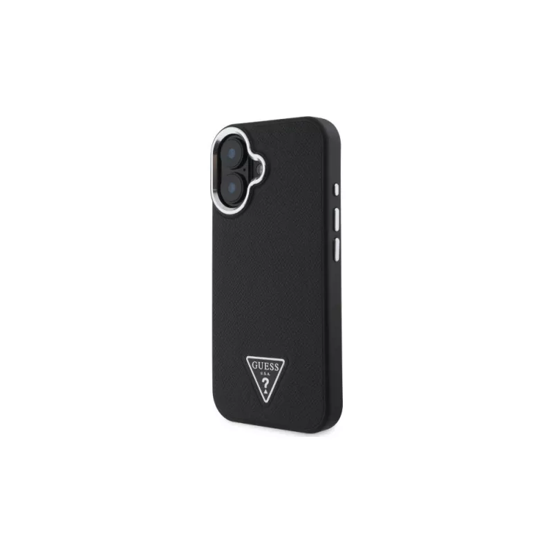 Guess GUHMP16SPGTSPSK iPhone 16 Black Hardcase Grained Triangle MagSafe