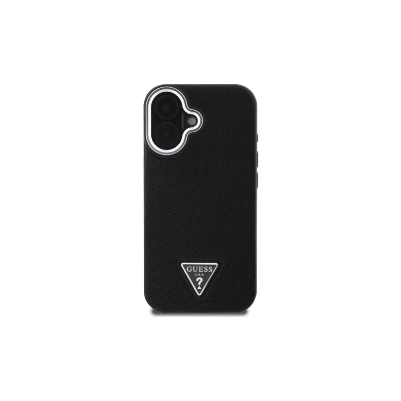 Guess GUHMP16SPGTSPSK iPhone 16 Black Hardcase Grained Triangle MagSafe