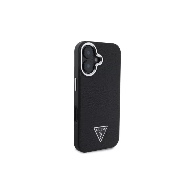 Guess GUHMP16SPGTSPSK iPhone 16 Black Hardcase Grained Triangle MagSafe