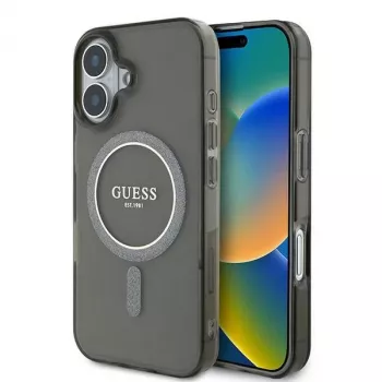 Guess GUHMP16MHFGEREK iPhone 16 Plus 6.7 Black Hardcase IML Glitter Circle MagSafe