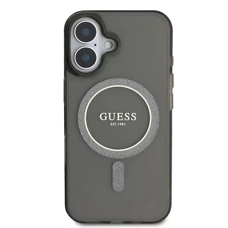 Guess GUHMP16MHFGEREK iPhone 16 Plus 6.7 Black Hardcase IML Glitter Circle MagSafe
