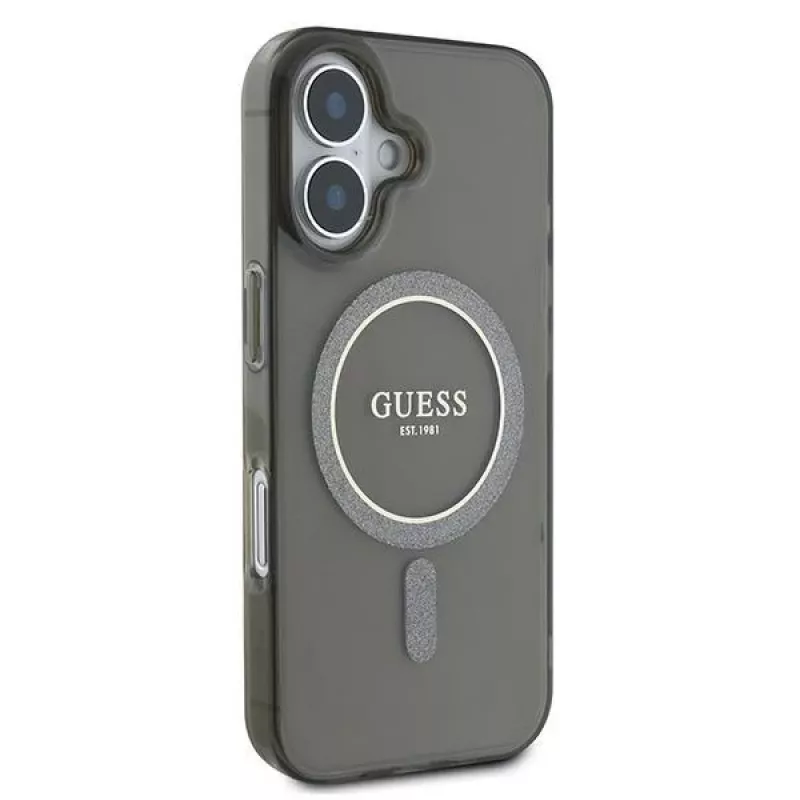 Guess GUHMP16MHFGEREK iPhone 16 Plus 6.7 Black Hardcase IML Glitter Circle MagSafe