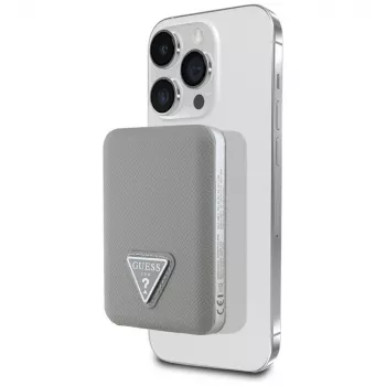 GUESS Grained Triangle Wireless Power Bank 5000mAh 15W USB-C MagSafe Beige
