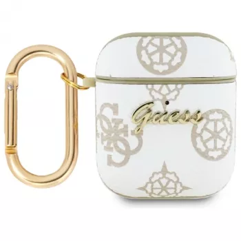 Guess GUA2PG4GPH AirPods 1/2 Dėklas Baltas 4G Kabliukas