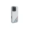 BMW M Carbon Tricolor Line kietas dėklas, skirtas iPhone 16 Pro 6,3 inch pilkas MagSafe
