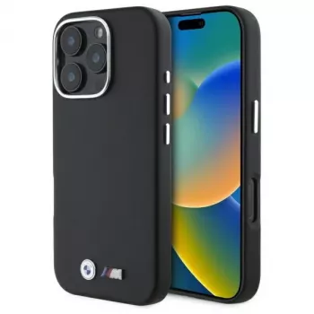 BMW M Smooth Full Wrapped Metal Hard Case, skirta Apple iPhone 16 Pro – juoda