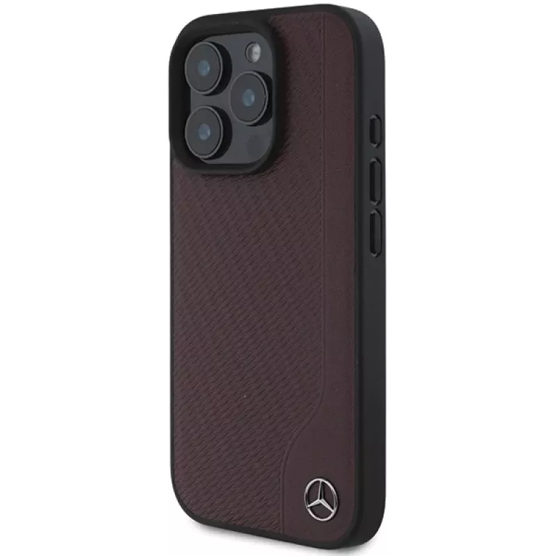 Mercedes-Benz MEHMP16L23RBGVR iPhone 16 Pro 6,3 inch Hard Case Wood Imitation Leather Red MagSafe