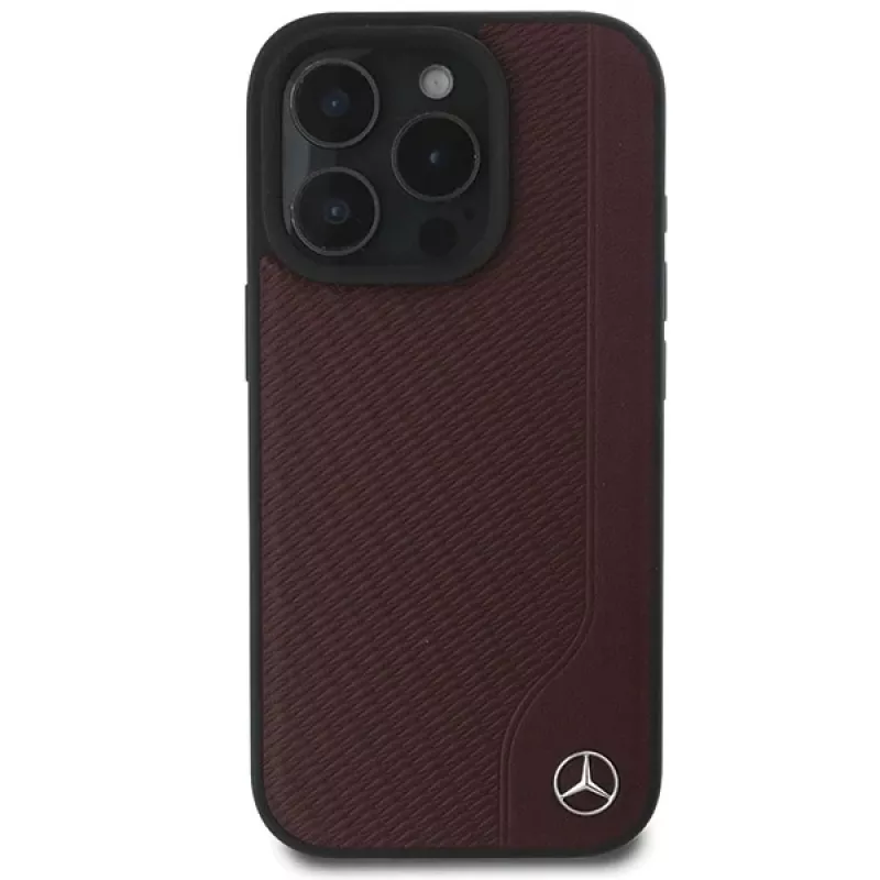 Mercedes-Benz MEHMP16L23RBGVR iPhone 16 Pro 6,3 inch Hard Case Wood Imitation Leather Red MagSafe