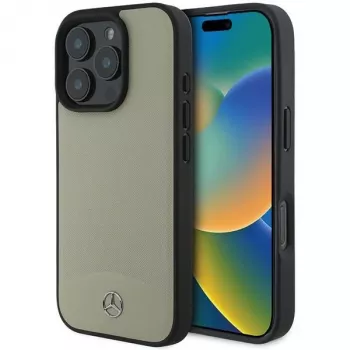 Mercedes-Benz MEHMP16X23RBARE iPhone 16 Pro Max 6,9 inch Beige Hardcase MB Textured and Plain Leather MagSafe