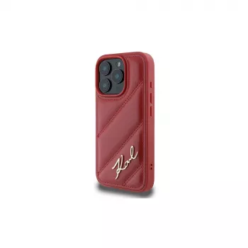 Karl Lagerfeld Quilted Signature Case, skirtas Apple iPhone 16 Pro (Raudona)