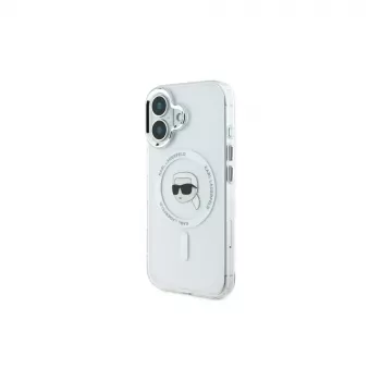 Karl Lagerfeld IML Metal Karl Head MagSafe Hard Case for iPhone 16 Plus 6,7 inch White