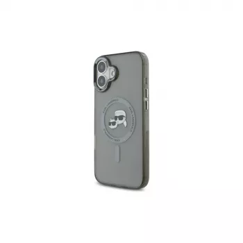 Karl Lagerfeld KLHMP16SHLSKCK Hardcase for Apple iPhone 16 6,1 inch Black IML Metal Karl & Choupette Head MagSafe
