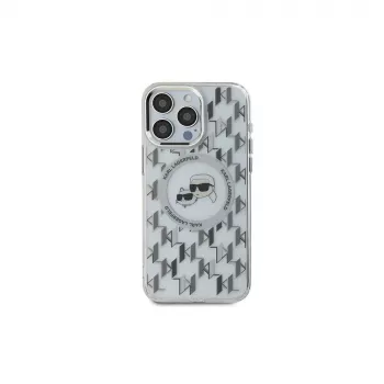 Karl Lagerfeld KLHMP16SHMCKMHT iPhone 16 permatomas IML Monogram Karl & Choupette Head MagSafe dėklas
