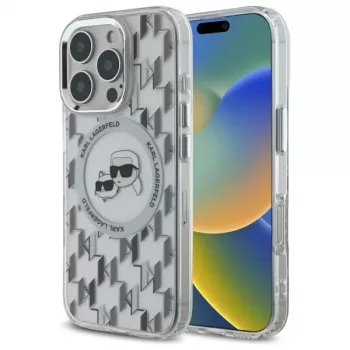 Karl Lagerfeld KLHMP16LHMCKMHT iPhone 16 Pro 6,3 colio permatomas IML Monogram Karl & Choupette Head MagSafe dėklas