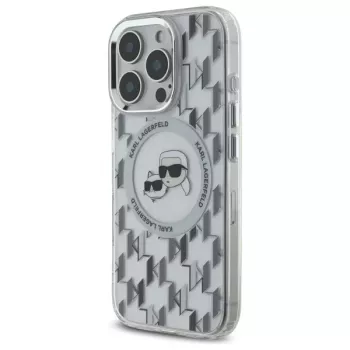 Karl Lagerfeld KLHMP16LHMCKMHT iPhone 16 Pro 6,3 colio permatomas IML Monogram Karl & Choupette Head MagSafe dėklas
