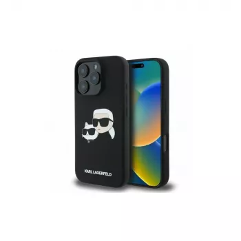 Karl Lagerfeld KLHMP16XSKCHPPLK iPhone 16 Pro Max 6.9 Black Hardcase Silicone Double Heads Print MagSafe