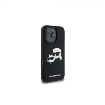 Karl Lagerfeld KLHMP16XSKCHPPLK iPhone 16 Pro Max 6.9 Black Hardcase Silicone Double Heads Print MagSafe