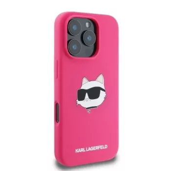 Karl Lagerfeld KLHMP16XSCHPPLF iPhone 16 Pro Max 6,9 inch Fuschia Hardcase Silicone Choupette Head Print MagSafe