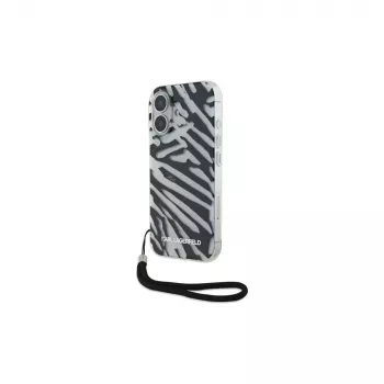 Karl Lagerfeld IML Zebra Pattern & Cord Back Cover, skirtas Apple iPhone 16 - Juoda
