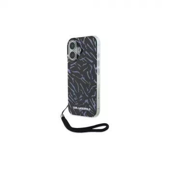Karl Lagerfeld Zebra With Cord Case for iPhone 16 Plus (Purple)