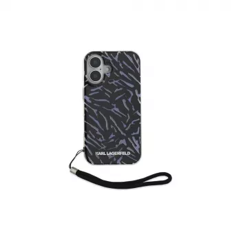 Karl Lagerfeld Zebra With Cord Case for iPhone 16 Plus (Purple)